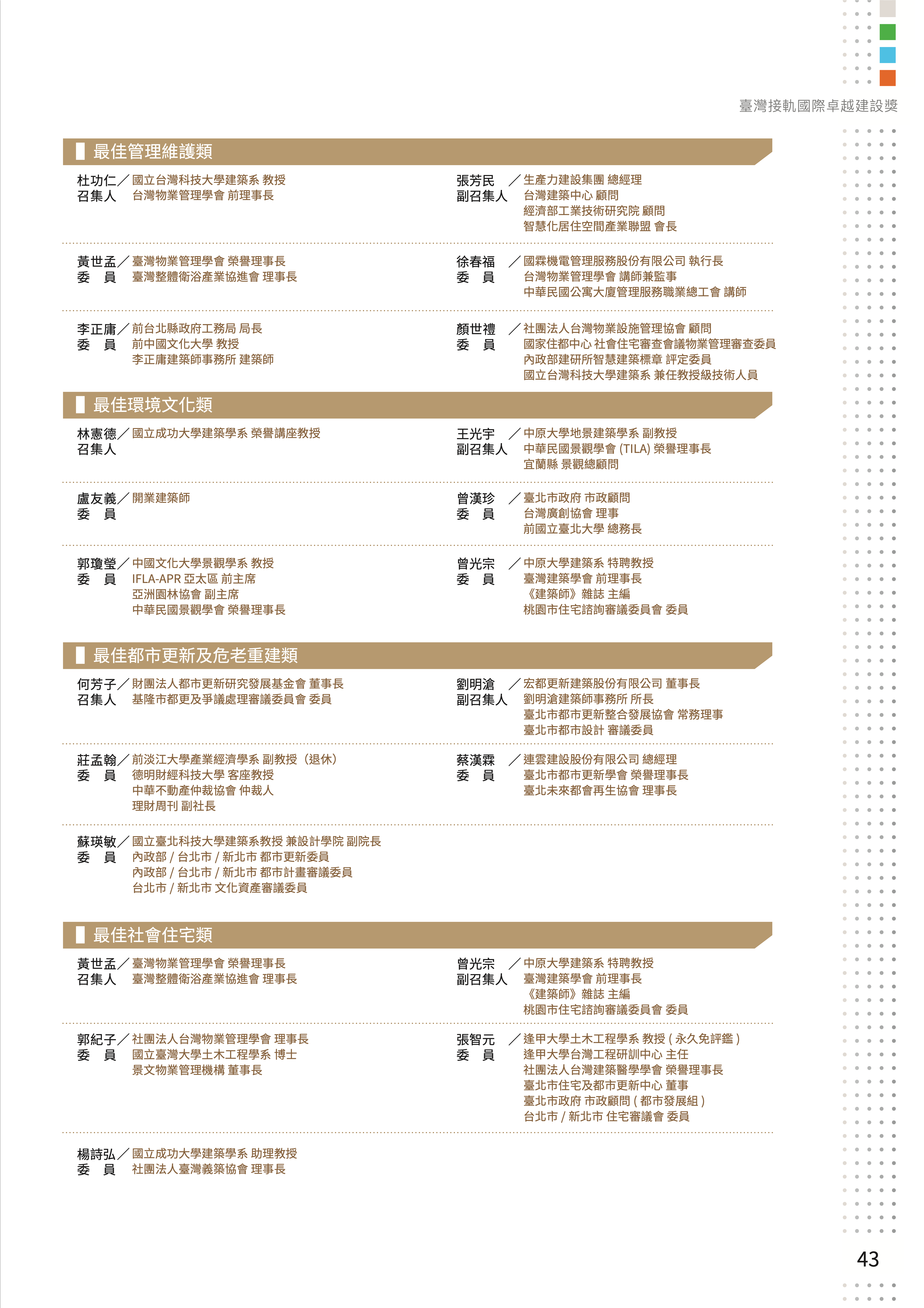 2027國家卓越建設獎評審團名錄